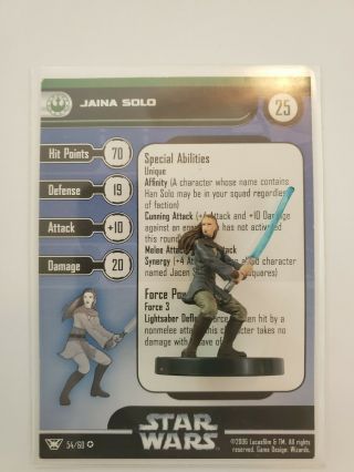 Jaina Solo - 54 Star Wars Miniatures » Champions Of The Force Very Rare