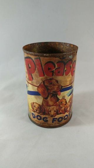 RARE Vintage Please Dog Food Tin Can 15 Oz Paper Label 3