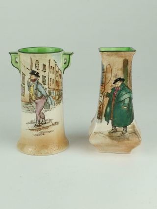 Antique Royal Doulton Dickens Ware Vases,  Tony Weller,  Mr Pickwick
