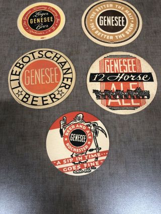 Genesee Beer Ale 12 Horse Coaster 5 Rare Vintage Rochester Ny 4.  25 3.  5