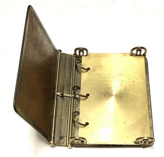 Rare Vintage 1920 ' s Shell Oil Brass & Leather Ledger 3