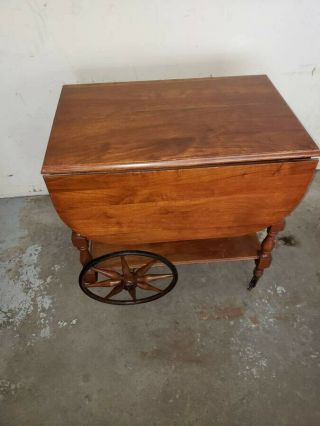 Tea cart with wooden wheels 3