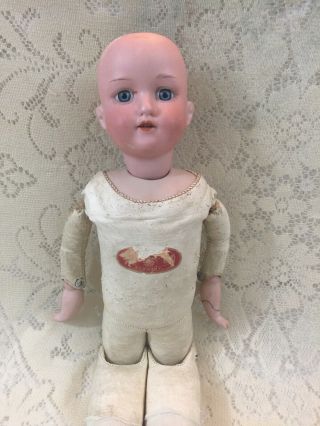 Armand Marseille Antique 18” Doll Bisque 390 Head Germany Jointed Leather Body