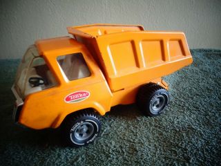 Vintage Tonka Orange Dump Truck Pressed Steel Toy D6