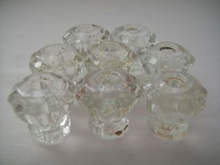 8 Vintage Decagon Clear Glass Drawer Pull Knobs - 1 - 1/4 " Diameter