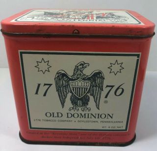 Rare Vintage 1776 Old Dominion Tobacco Tin With Attached Lid