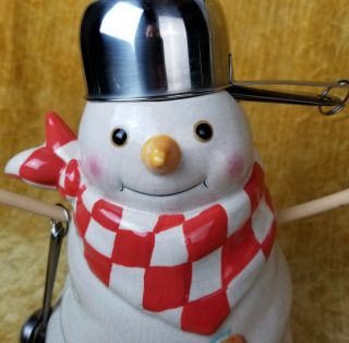Rare Vtg Snowman Baker Utensil Holder Ceramic Decorative Christmas Kitchen Cook