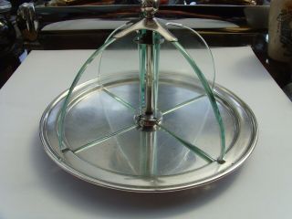A Vintage Art Deco Sandwich Or Cake Display Stand Tableware Silver Plated Glass