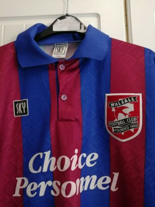 Vintage Walsall Football Shirt 1995 - 96 Away Jersey Medium Mens Rare Top