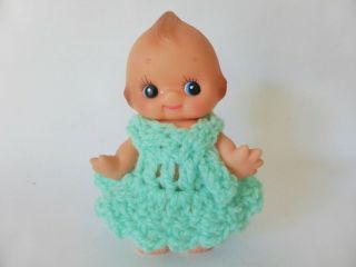 Cute Vintage Kewpie Doll In Crocheted Dress,  Kitsch,  Cupie,  Kawaii