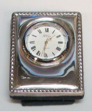 Solid Silver Desk Clock By Carrs Of Sheffield 2000.  Very Pretty Clock