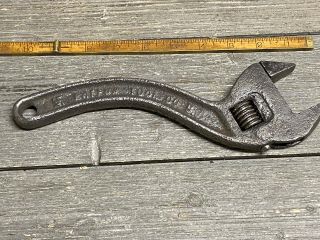 Rare Vintage Buffum Tool Co 10” Offset Adjustable Wrench & Double Swastika Logo