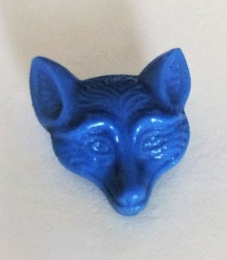 Vintage Realistic Blue Glass Fox Head Button