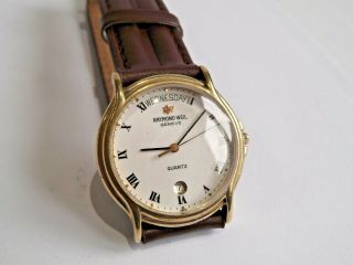 Raymond Weil Calendar 9500 18k Gold Plated Quartz Rare Gents Watch