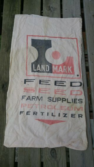 Vintage Land Mark Feed Seed Farm Sup.  Petroleum Fertilizer Sack 35 " X 20 " Rare