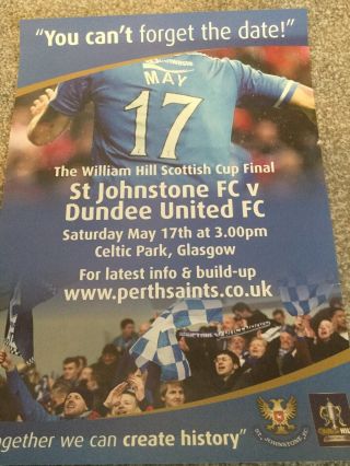 Rare St Johnstone Scottish Cup Final Poster 2014