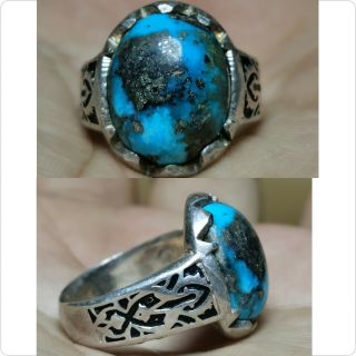 Silver Rare Unique Old Turquoise Stone Ring 11