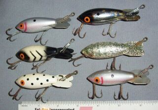 Group Of 6 Bomber Fishing Lures - Vintage Wood Lures