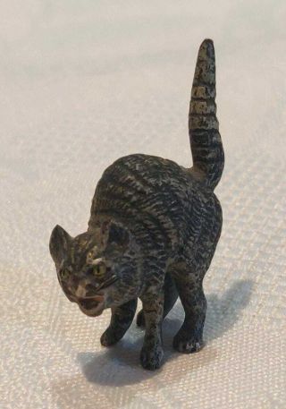 Antique Miniature Austrian Cold Painted Bronze Cat Figure Figurine