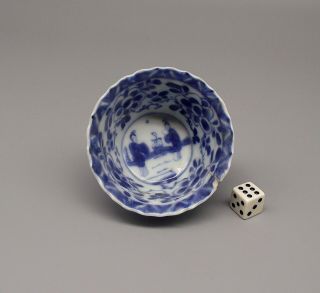 Antique 18thc Chinese Kangxi Blue & White Porcelain Tea Bowl (r)