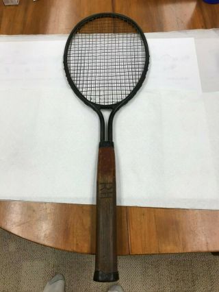 Vintage Rare Dayton,  Ohio Tennis Racquet Steel Frame,  Wire Strings Wooden Handle