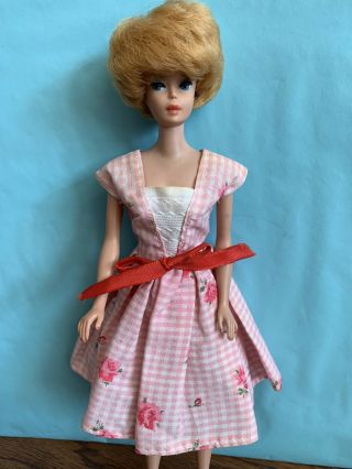 Vintage Barbie Clothing 1960’s Dress Pink With Flowers