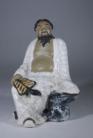 Vintage Chinese Crackle Glazed Mudman Figurine