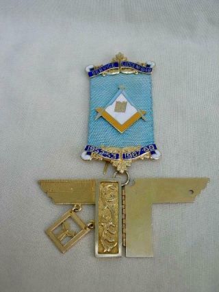 Rare Folding Sterling Silver & Enamel Masonic Service Lodge 6418 Jewel.