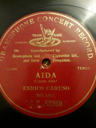 Very Very Rare Enrico Caruso " Aida " 10 " 78 Gramophone Concert Record