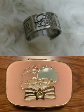Rare Vintage Sanrio Little Twin Stars Kiki Lala Accessory Case & Ring Set