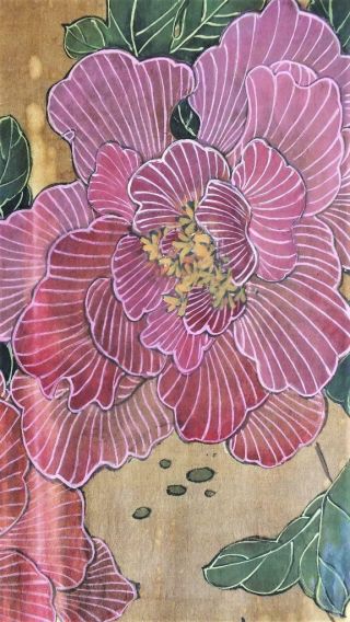 Antique Chinese Watercolour Painting,  2 Pink Flowers,  Lilypads,  Botanical (53)
