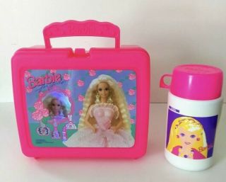 Vintage Plastic Lunchbox Barbie For Girls With The Thermos By Thermos Rare 1993