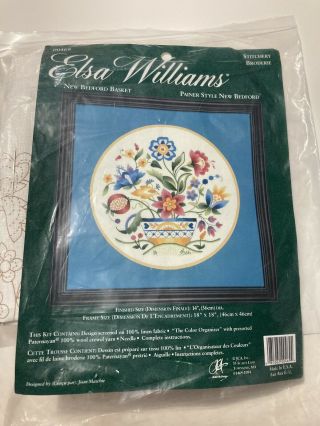 Vintage Elsa Williams “new Bedford Basket” Crewel Embroidery Kit 00469 Rare
