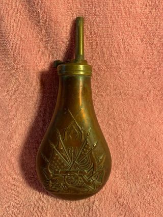 Antique/vintage Gun Powder Flask Copper And Brass