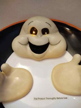 Rare Gemmy Animated Halloween Laughing Lighted Eyes Ghost Candy Bowl Dish