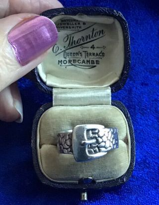 Antique Victorian Solid Silver Buckle Band Design Ring