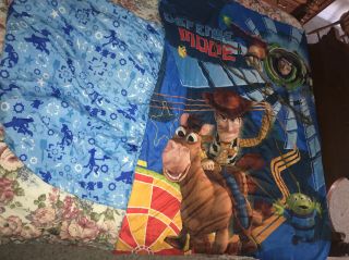 Rare Disney Pixar Toy Story Woody Baby Toddler Crib Bed Blanket Quilt Reversible