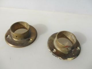 Late Vintage Brass Hand Rail Brackets Ends Guard Towel Old Railing X2