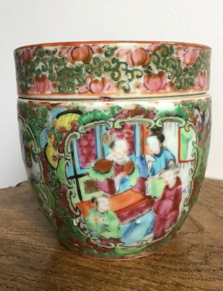 Antique Cantonese Chinese Porcelain Famille Rose Jar And Cover