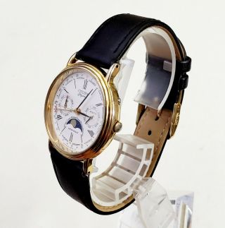 RARE,  UNIQUE Men Vintage 1983 ' s Gold Plated Watch CITIZEN 6350 - G30241.  Worn Case 3