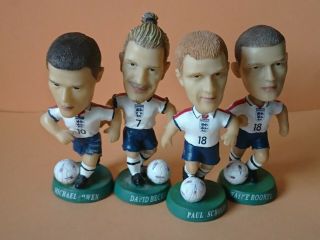 4 X Rare Bobble Dobbles England David Beckham,  Paul Scholes,  Ronney,  Owen 10cm