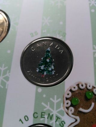 2007 Christmas UNC Coin Set with Rare Coloured 25c & Non - Magnetic 1c 3