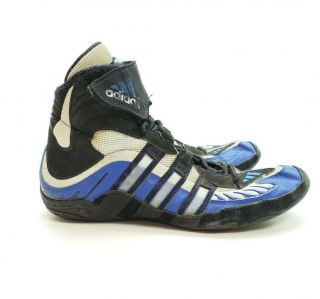 RARE Adidas Protactic Wrestling Shoes Size 10.  5 Black Blue 665652 Model 3