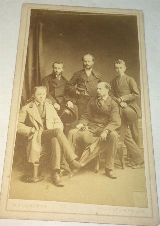 Rare Antique Victorian Fashion Group Of Men Chapman Swansea Wales Cdv Photo Uk