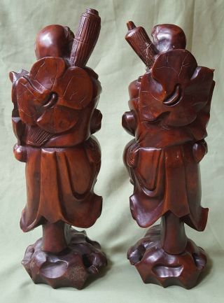 Fine large antique Chinese carved Wood Immortal figures,  inlaid eyes 3