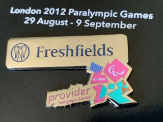 Very Rare London 2012 Olympics Pin Badge Freshfields Sponsor Paralympic Games