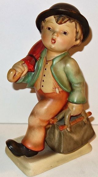 Rare Large Vintage Hummel Merry Wanderer 7 Porcelain Figurine W/crown Mark L6