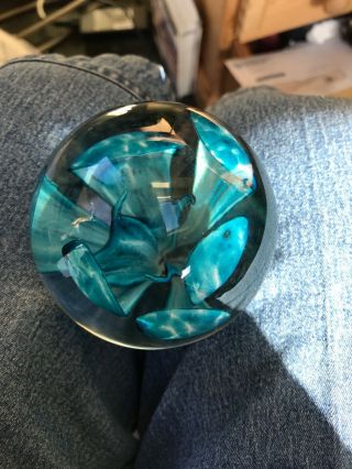 Rare Strathearn Paperweight Blue Orchid Petals