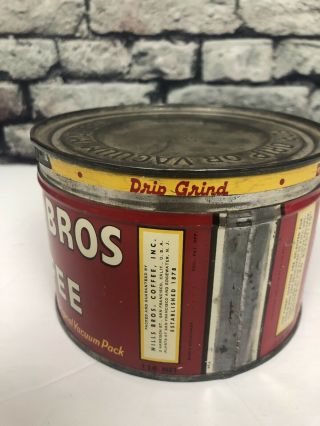 Hills Bros Coffee Vintage Tin Can 1 LB Drip or Vacuum Makers RARE 5 