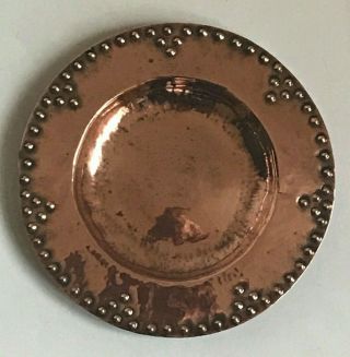Antique Arts & Crafts Artist Signed Handmade Copper Pin Dish - Circa 1900 - 1910